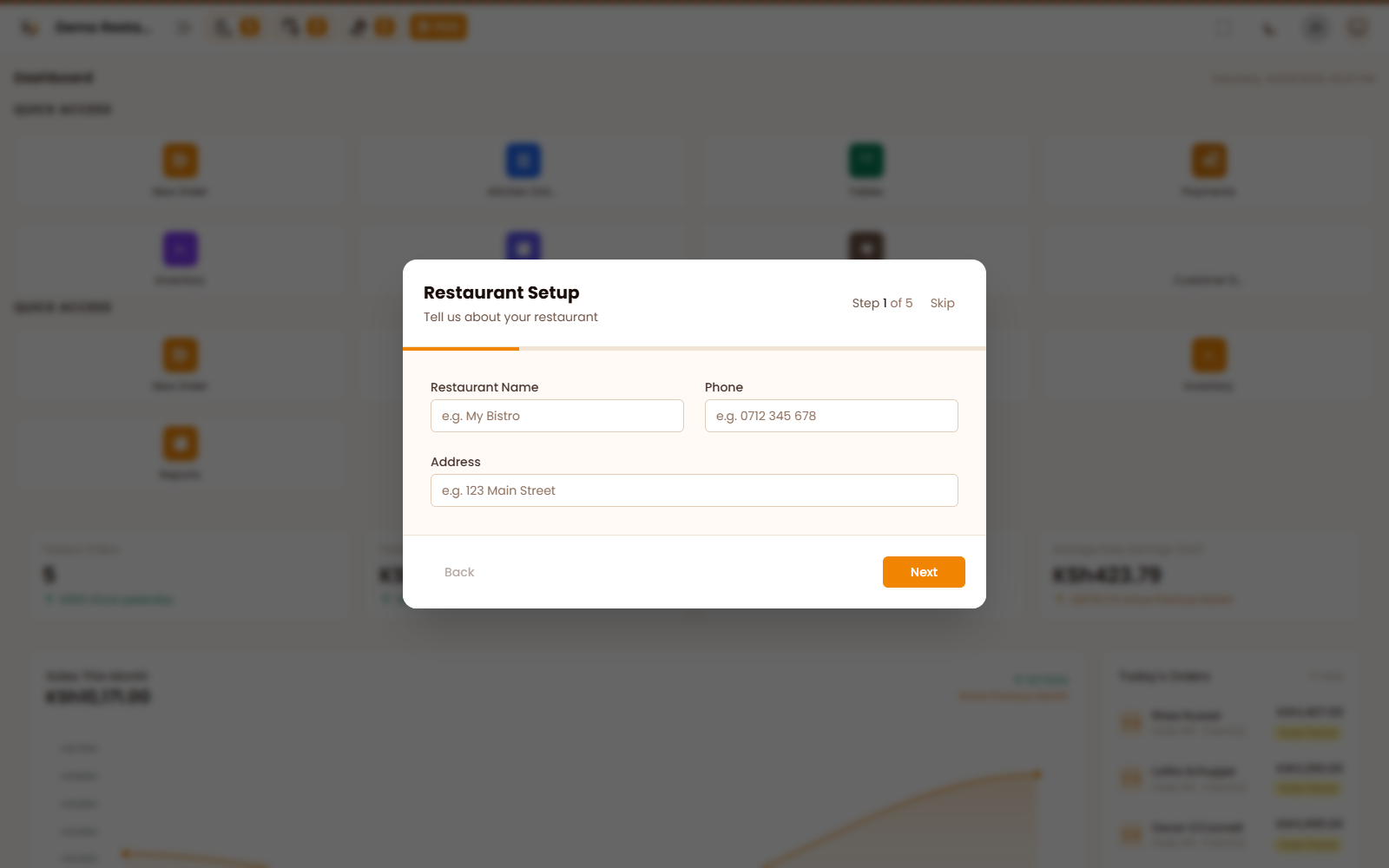 KulaOS restaurant dashboard
